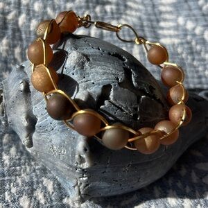 Stone Beaded Bracelet with Gold Clasp